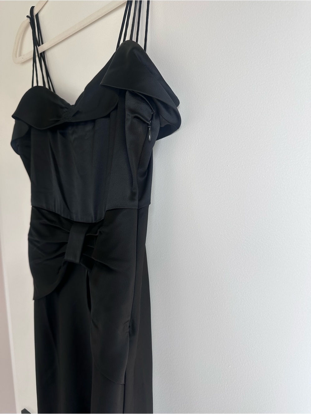 Doen Donetta Silk Black Strappy Midi Dress with Bow Detail - Picture 3 of 5